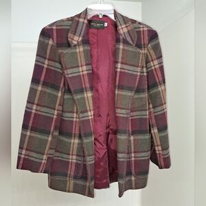 Red and Brown Plaid Blazer Classic Tailored Fit